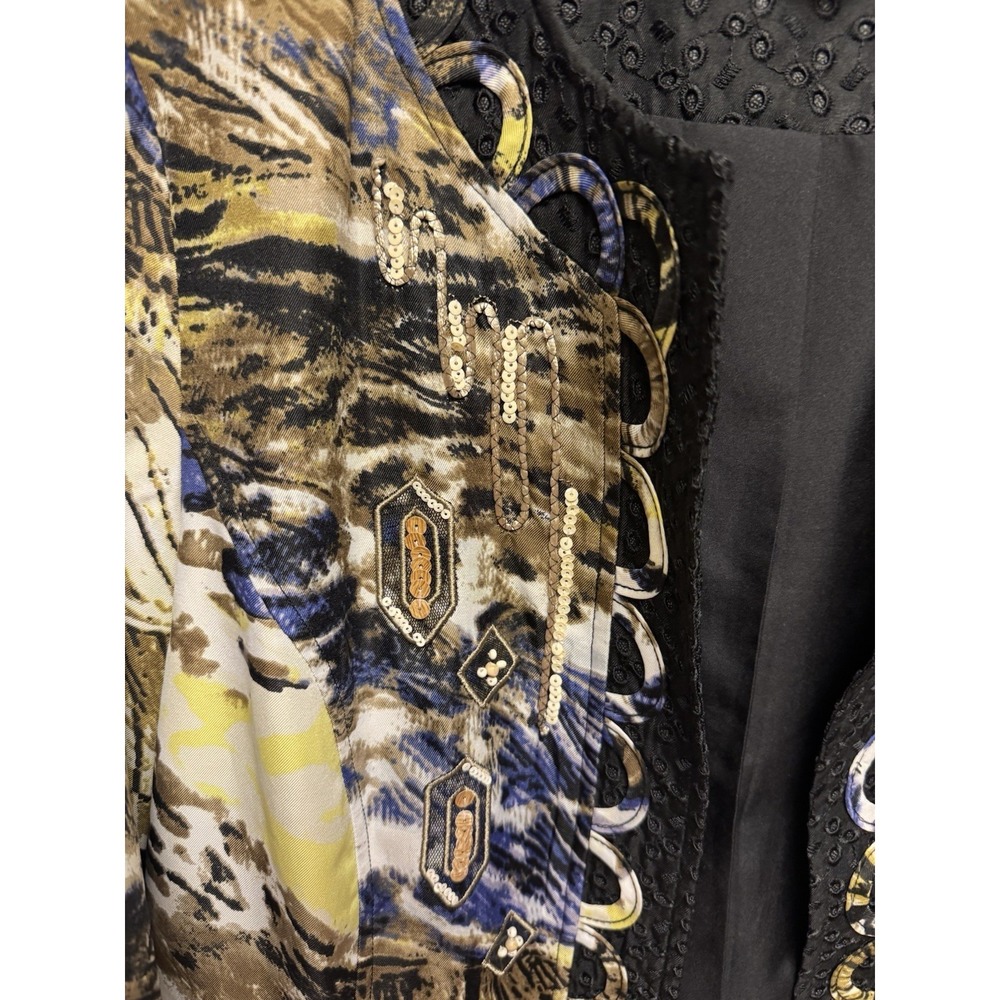 Chico's Women's Open Front Cardigan Blazer Animal Print Beads Sequin Size 3 - Picture 4 of 15